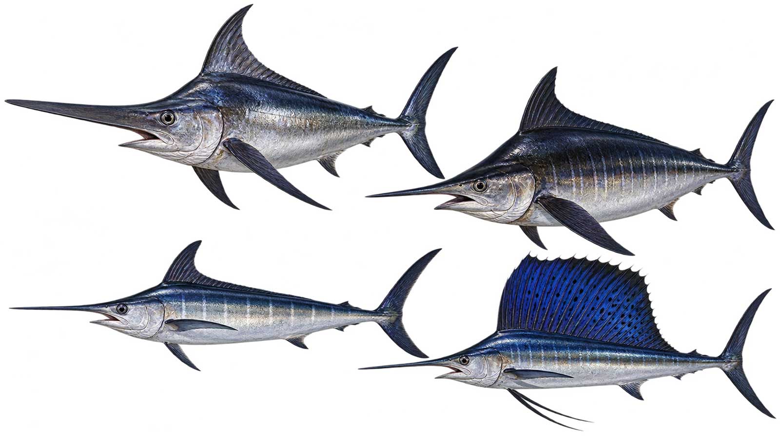 多種旗魚完整魚體展示