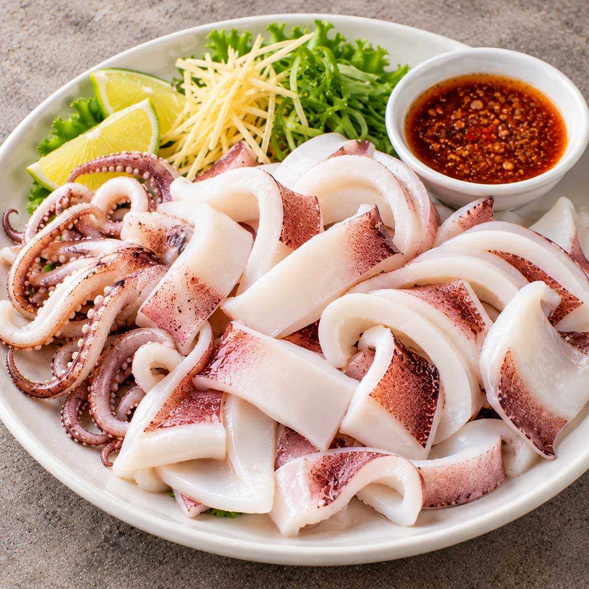 清燙軟絲完成料理