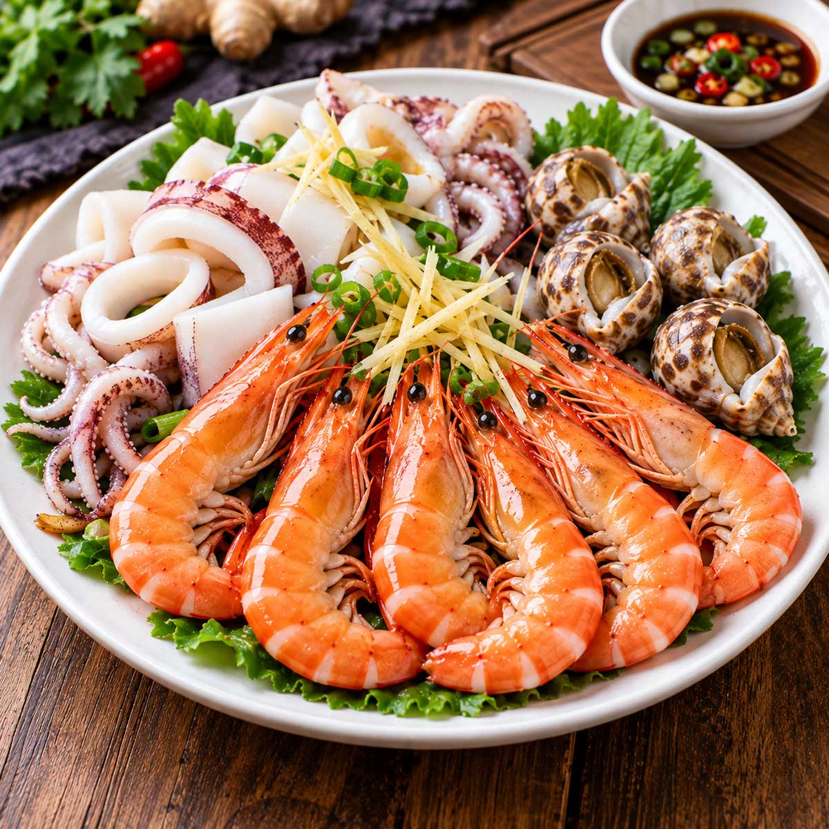 水煮/白灼海鮮料理示意圖