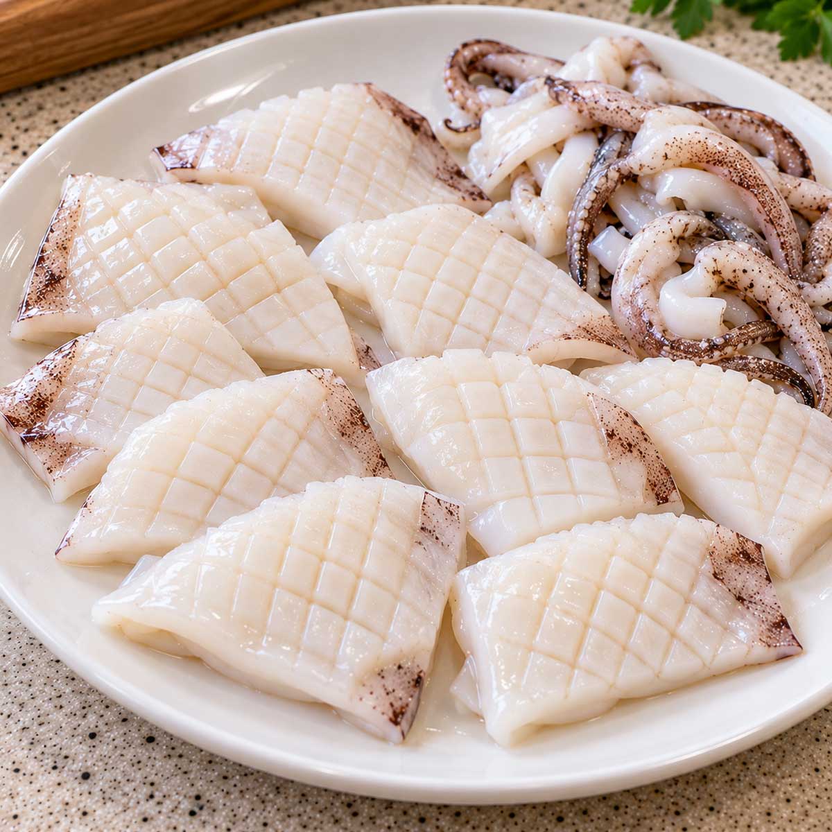 花枝怎麼切料理處理示意圖