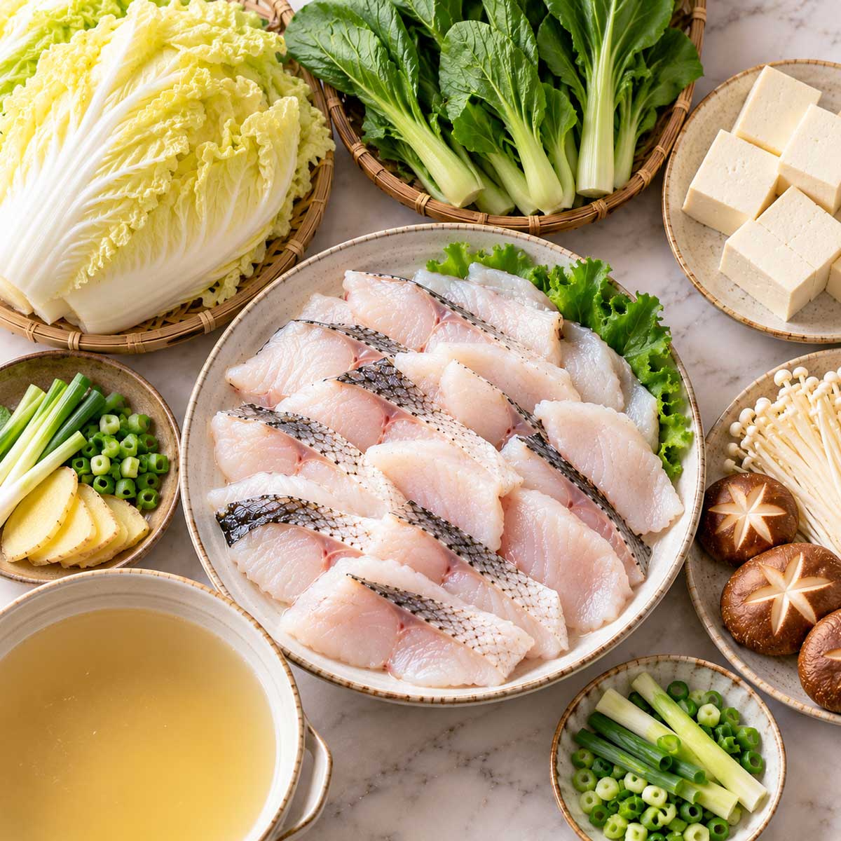 用筷子夾起魚片火鍋中的魚片查看熟度