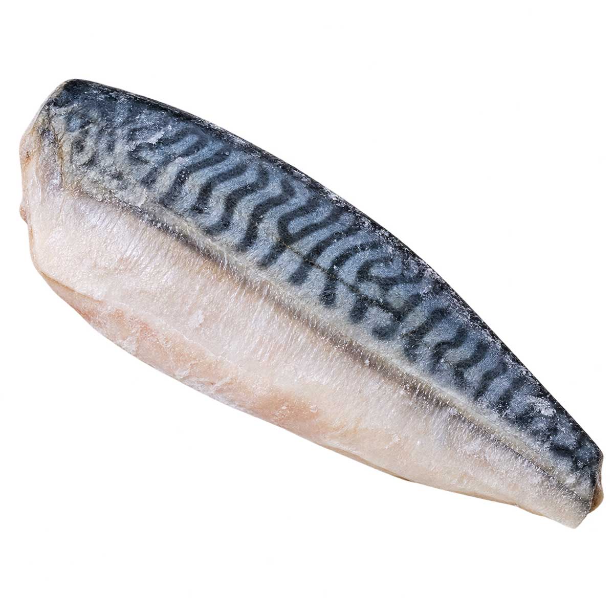 帶銀色魚皮的冷凍鯖魚片外觀