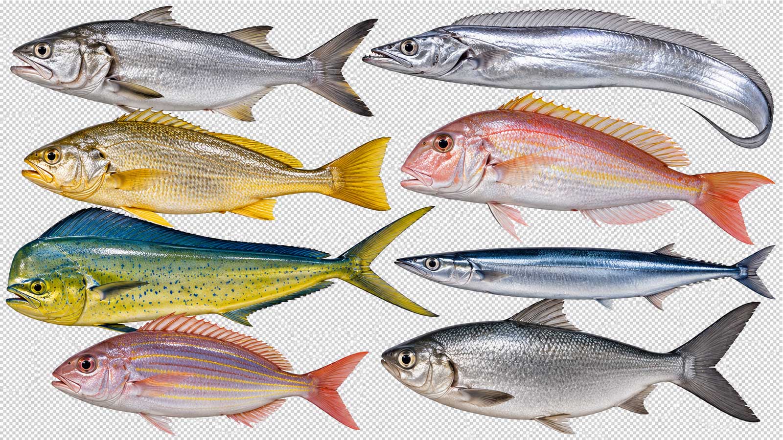 多種常見食用魚完整魚體展示