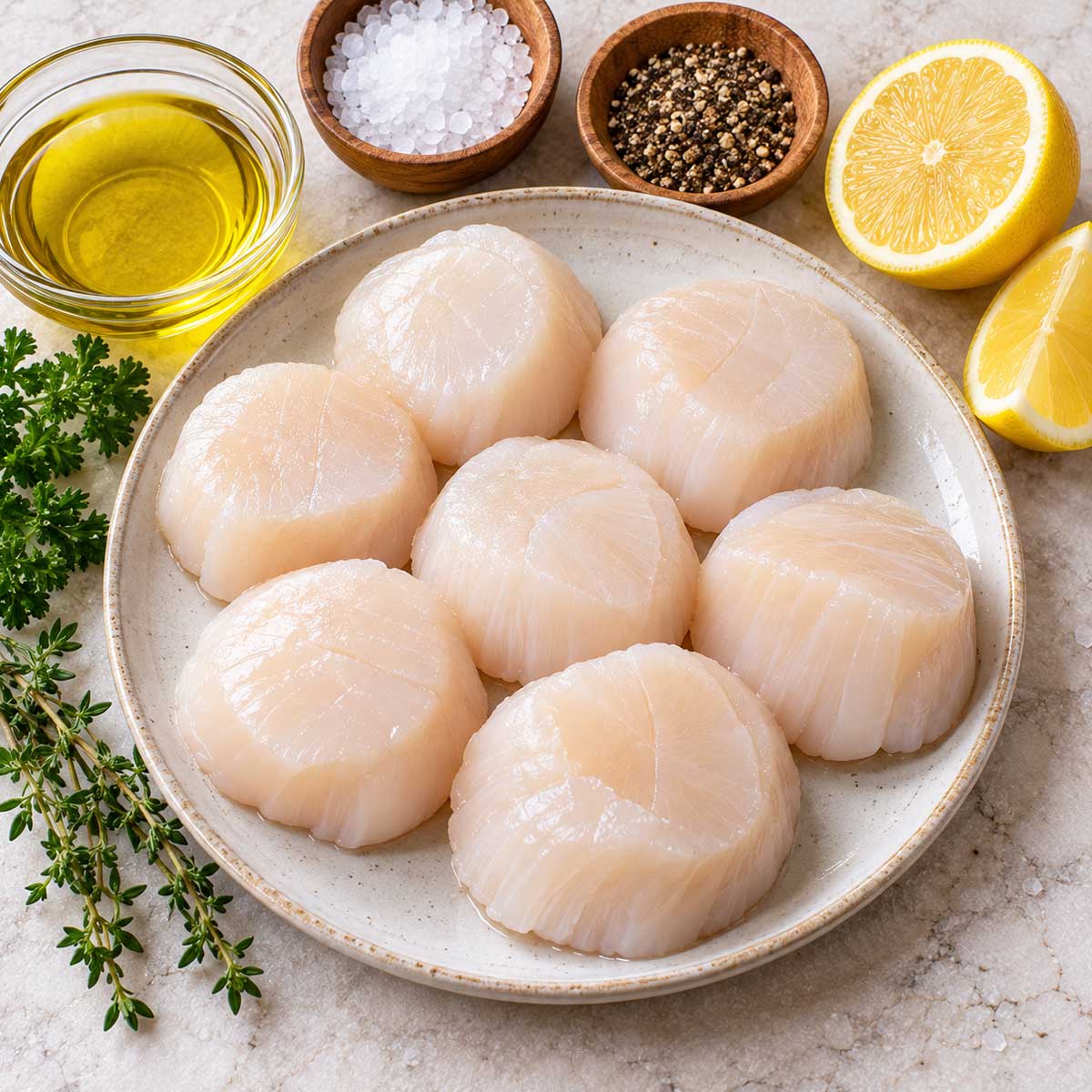 香煎干貝材料:干貝、食用油、鹽、黑胡椒及檸檬