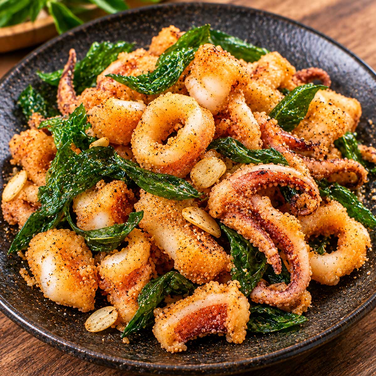 鹽酥魷魚完成料理