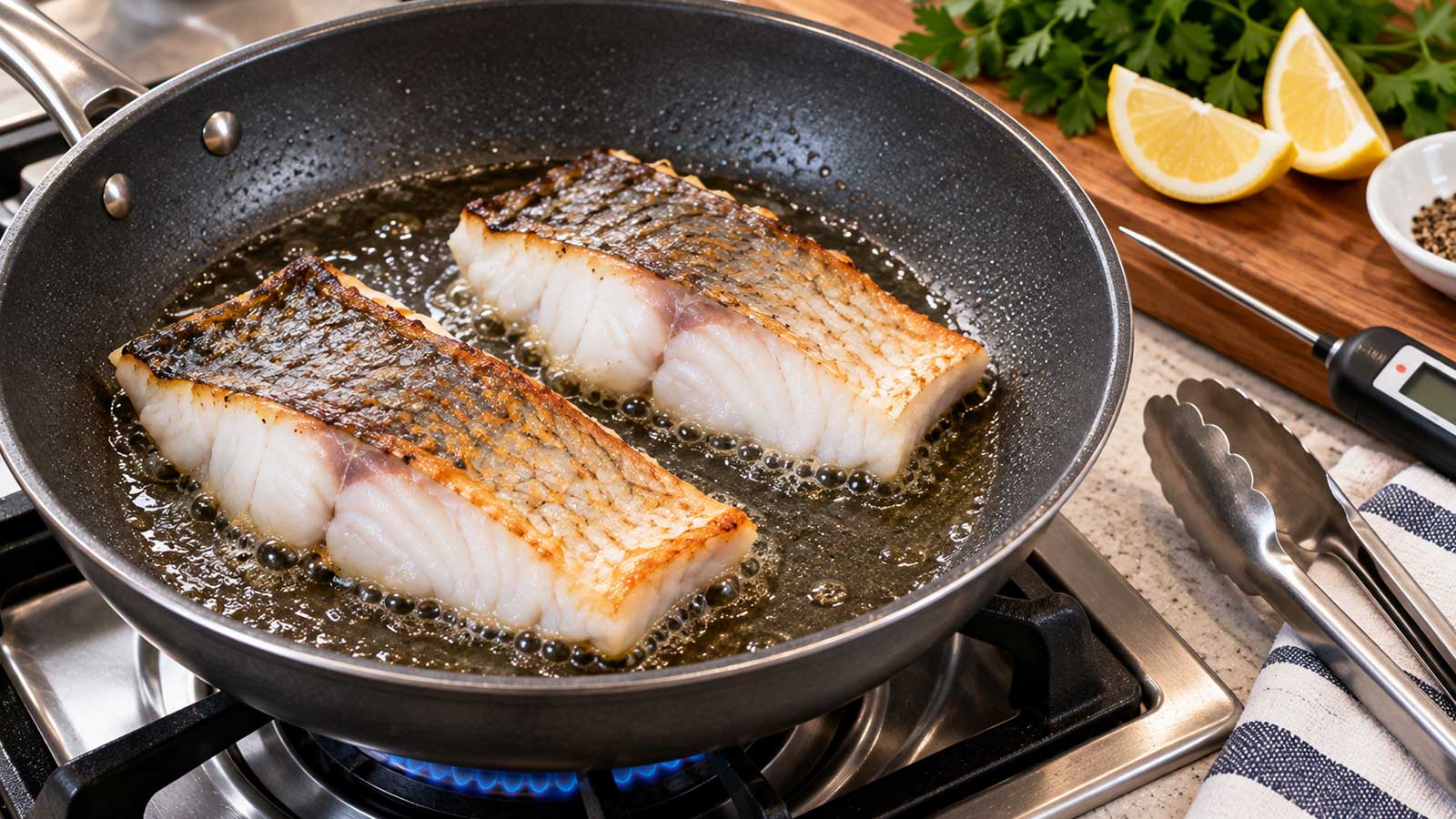 煎魚、蒸海鮮與水煮料理的火候控制示意