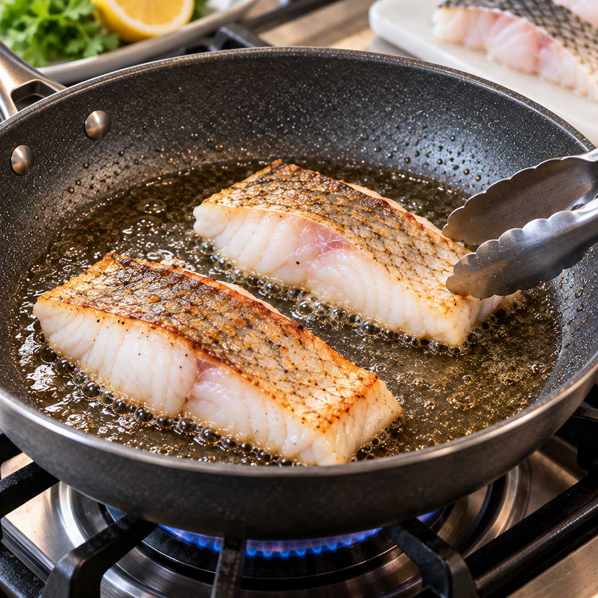使用食物溫度計檢查魚肉最厚處熟度
