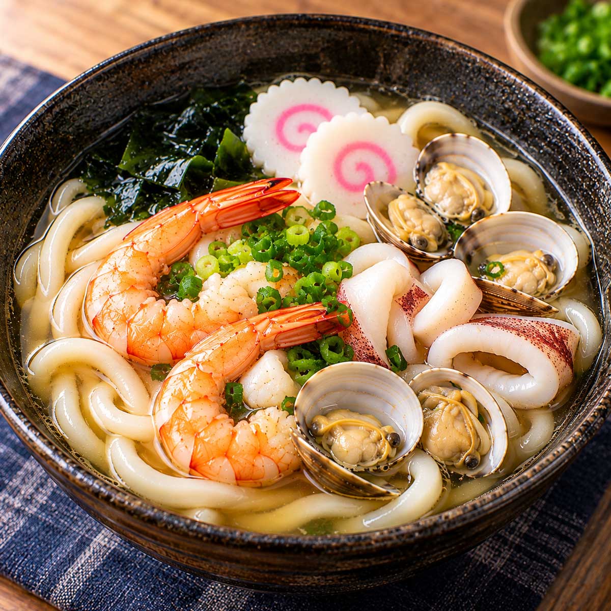 海鮮烏龍麵完成料理