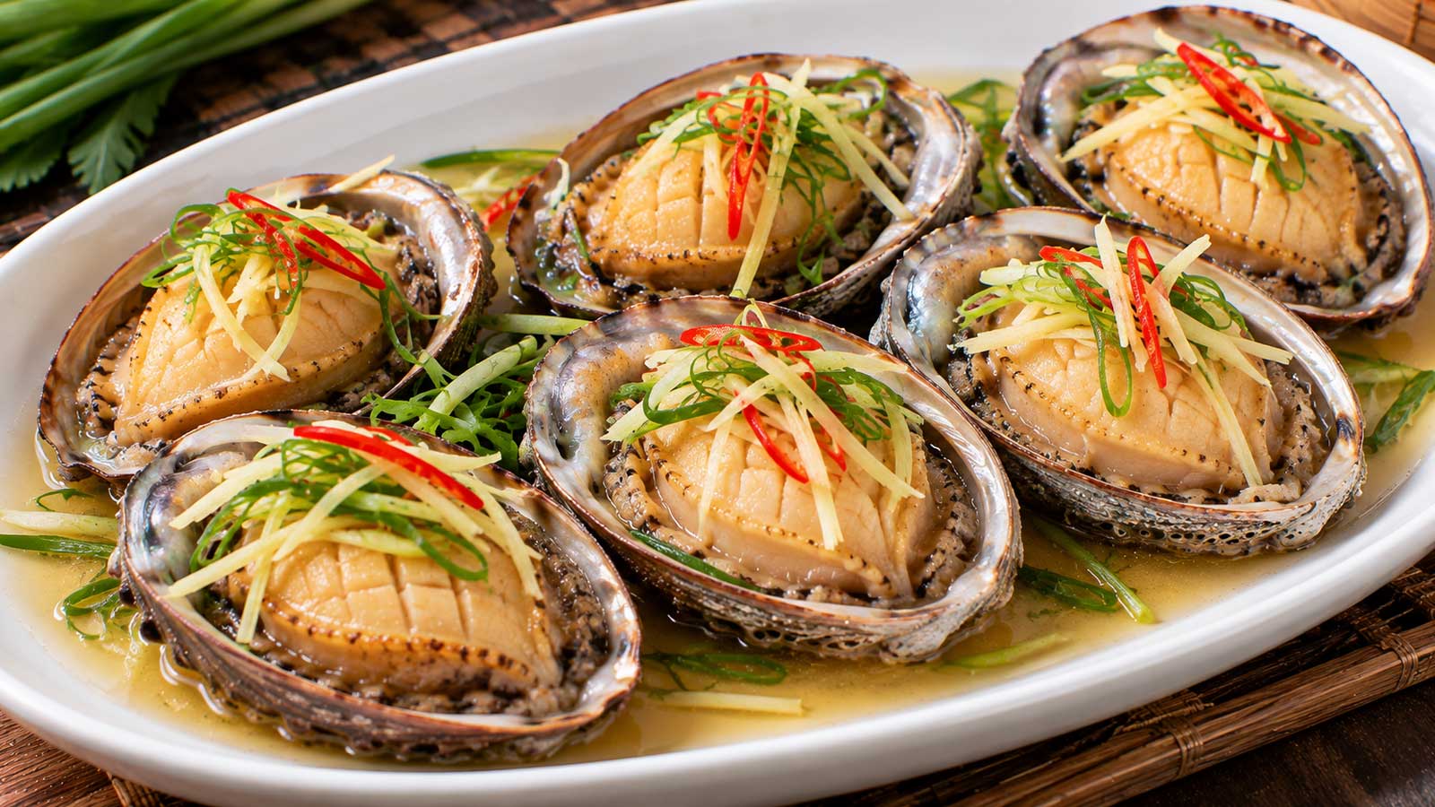薑蔥清蒸鮑魚完成料理